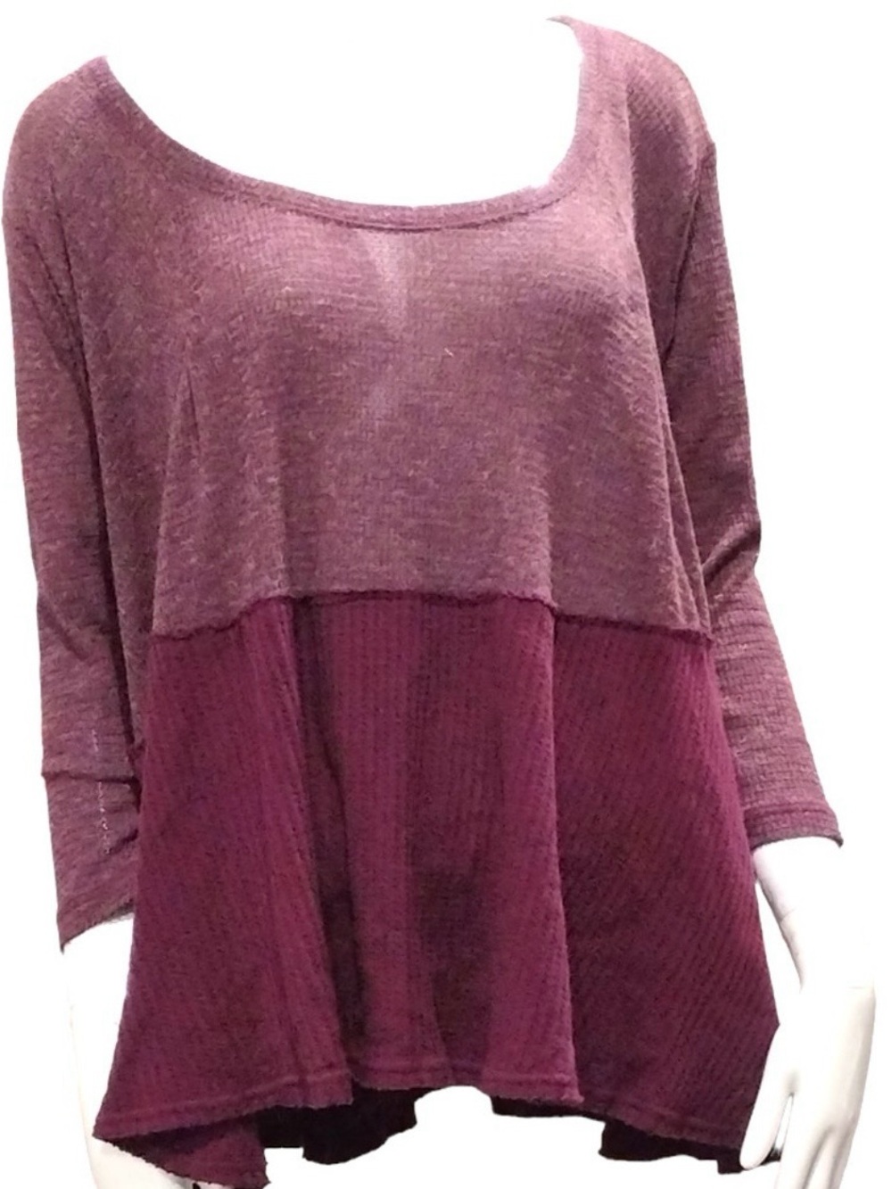 We The Free Two-Tone Plum Scoop Neck Top